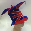 A blue-red clown hat with a cross-shaped cross and a small bell, a festival hat Application Scenario